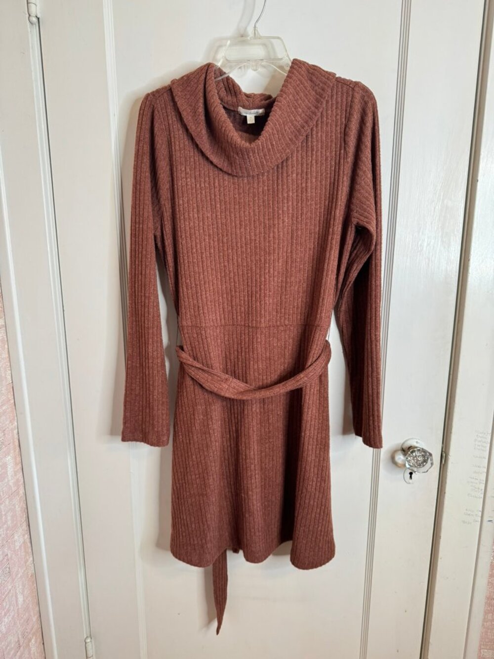 Nine Britton Orange Long Sleeve Ribbed Knit Sweater Dress sz XL